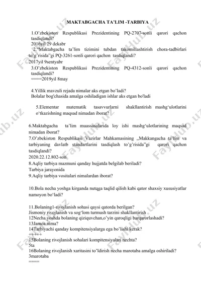 maktabgacha ta’lim tarbiyasi — DOCX