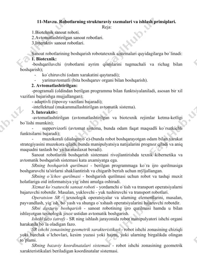 sanoat robotlarining strukturaviy sxemalari va ishlash prinsiplari — DOCX
