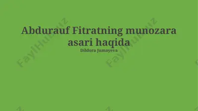abdurauf fitratning munozara asari haqida — PPTX