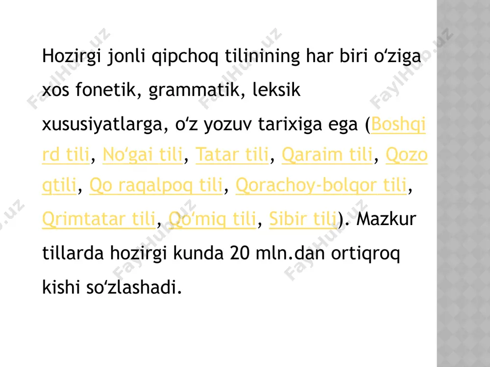 o'zbek tilining qipchoq lahjasiga xos xususiyatlari yangi slayd - Page 4