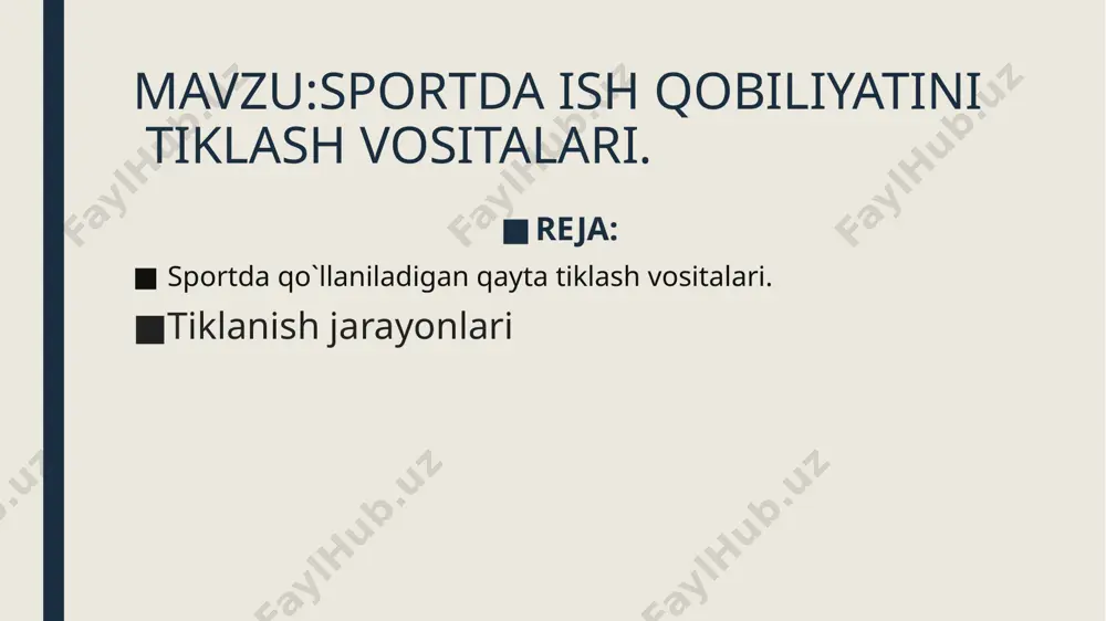 irishda yuklanishlardan 24-28 soat o`tgandan keyin sportchilarni ozuqa tarkibini uglevodlar bilan boyitilishi lozim. bular bir sutkali kaloriyasini 60% tashkil etishi kerak. qayta tiklash davrida uglevodlar tarkibi: 64% kraxmal va 36% oddiy qandlardan iborat bo`lishi kerak. tiklanishni ta`minlashda onson engil suriluvchi uglevodlar (masalan asal), ho`l mevalar va sabzavotlar katta yuklanishlar davrida bir sutkali ratsionini 15-20% tashkil qilishlari lozim. tiklanish jarayonlarini – kal’tsiy, fosfor, natriy, magniy, temirga boy meneral moddalar tezlashtiradi. bu modda-lar mushaklar, bosh miya, miokardda almashinuv jarayonlarini boshqarishi, fermentlarni va vitaminlarni organizmda o`zlash-tirilishi, kislorodni tashuvchi xususiyatlarini, suyak to`qima-larini mustahkamlanishida katta rol’ o`ynaydi. issiq sharoitda mashq davomida ko`p terlash natijasida tiklanish davrida ozuqa ratsionida osh tuzini miqdorini sutka davomida 5-7 g ko`paytirish mumkin, mushaklarni tirishishida sportchilarga maxsus tuzli tabletkalarni berish kerak. tiklanish davrining boshlanishida organizmda ishqorlik moddalar mineral suvlar, ho`l mevalar va sabzavotlar bilan ta`minlash kerak. ichaklarni faoliyatini yaxshilashda qatiq, kefir va apel’sinlarni ovqatlanish rejimiga kiritish lozim. kun davomida 3-4 marta …
