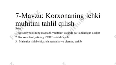 korxonaning ichki muhitini tahlil qilish — PPTX