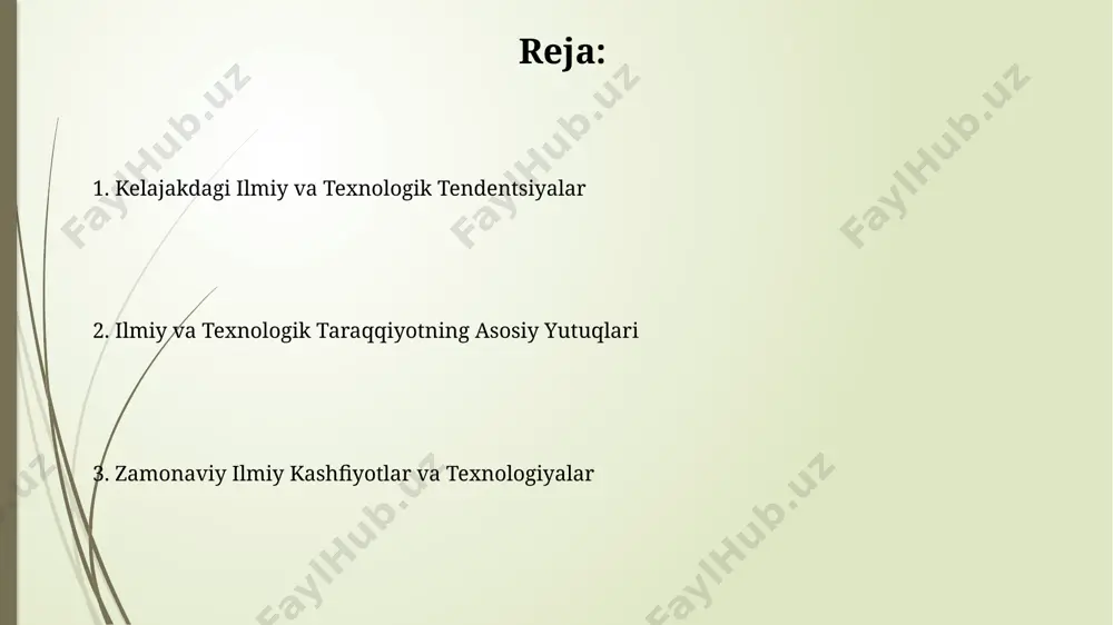 ga kelib, avtonom transport vositalarining soni sezilarli darajada o'sishi va shaharlarning transport tizimini tubdan o'zgartirishi kutilmoqda. kelajakdagi 5g va 6g texnologiyalari rivojlanishi internet tezligini 1000 gigabit/sekundgacha oshirishi va ulanishning ishonchliligini sezilarli darajada yaxshilashi kutilmoqda. ilmiy-texnologik taraqqiyotning iqtisodiy ta'siri texnologiyalarni modernizatsiya qilish orqali energiya tejamkorligi 25% gacha va xom ashyo sarfini 10-12% ga qisqartirish mumkin. innovatsiyalarni joriy etish natijasida ishlab chiqarish xarajatlari 10-15% ga kamayishi va bozor raqobatbardoshligining kuchayishi kuzatiladi. jahon miqyosidagi ilmiy-texnologik hamkorlik jahon miqyosidagi ilmiy-texnologik hamkorlikka 200 dan ortiq davlatning qo'shilishi, 500 milliard dollardan ortiq mablag'ni jalb qilish bilan natija berdi. oxirgi 10 yilda xalqaro ilmiy loyihalarning soni 30% ga oshdi, bu esa birgalikdagi tadqiqotlar natijasida 1000 dan ortiq yangi texnologiyalar yaratilishini ta'minladi. e'tiboringiz uchun rahmat @taqdimot_robot image1.jpg image2.jpg image3.jpg image4.jpg image5.jpg image6.jpg image7.jpg