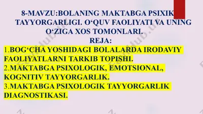 maktabga psixik tayyorgarligi — PPT