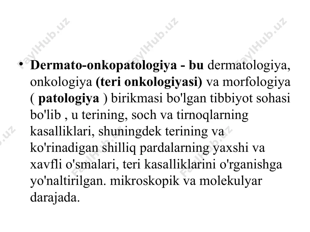 i haqida ma'lumot olishingiz mumkin. tekshiruv tekshirish eng yaxshi tarqalgan kun yorug'ida yoki etarlicha yorqin elektr nurida amalga oshiriladi. tekshiruvda toshmalarning monomorfizmi yoki polimorfizmi aniqlanadi. döküntünün joylashishiga e'tibor bering, chunki ba'zi hollarda ma'lum bir dermatoz uchun sevimli lokalizatsiya xarakterlidir dermagrafizimni tariflash dermografizm (dermografizm); dermo- (derm- + yunoncha. graphō yozish, tasvirlash) mexanik chiziqli tirnash xususiyati paytida teri rangining o'zgarishi. dermografizm oq (d. albus) - mahalliy d., terida oq chiziqlar paydo bo'lishi bilan ajralib turadi; kapillyarning spazmidan kelib chiqadi dermografizm qizil (d. ruber) - d., tirnash xususiyati beruvchi hudud kapillyarlari kengayishi tufayli terida qizil yoki pushti rang chiziqlar paydo bo'lishi bilan ajralib turadi. dermografizm ürtikeri (d. urticarius;) - d. tirnash xususiyati joyida pufakchalar paydo bo'lishi bilan; qon tomir devorining o'tkazuvchanligining sezilarli darajada oshishi tufayli. . terini paypaslash terining palpatsiyasi yuzaki bo'lishi kerak. uning yordami bilan namlik, harorat, elastiklik va terining mumkin bo'lgan giperesteziyasi aniqlanadi. juda ehtiyotkorlik bilan bajarilishi kerak bo'lgan yallig'lanishli infiltratlarni …