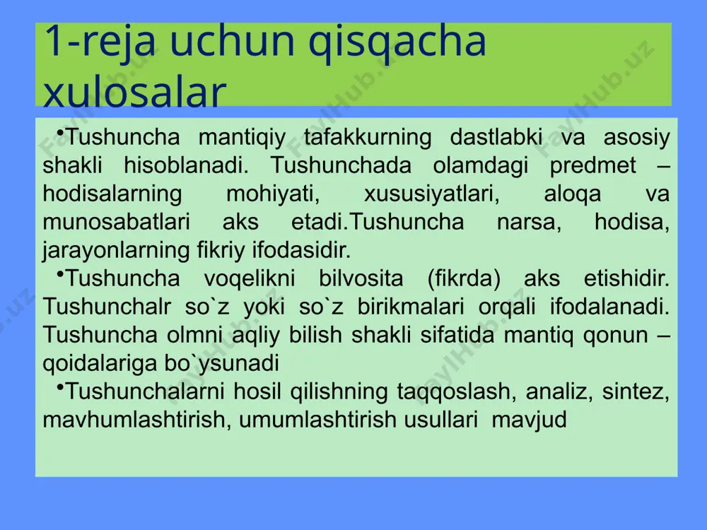 tushuncha va uning mantiqiy usullari - Page 5