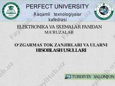 o‘zgarmas tok zanjirlari va ularni hisoblash usullari — PDF