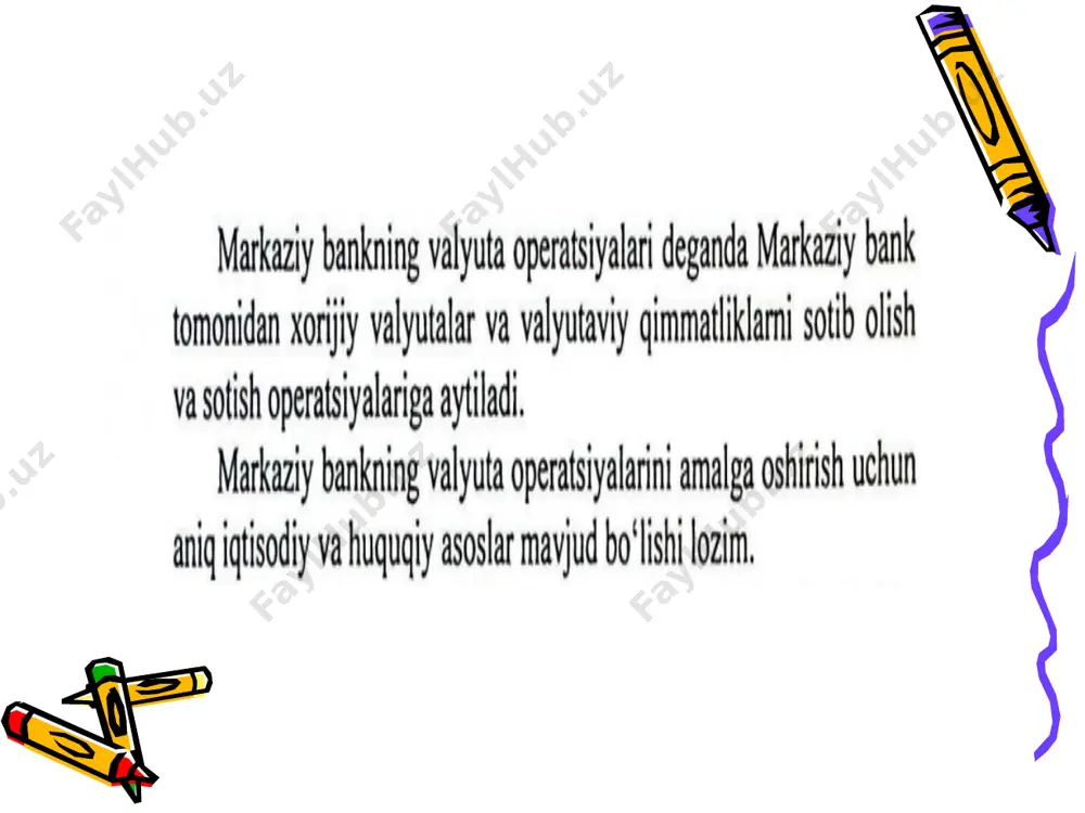 . o'zbekiston respublikasi markaziy banki ustav kapitalining miqdori o'zbekiston respublikasi oliy majlisi senatining qaroriga muvofiq oshiriladi. markaziy bank o'zining foydasi hisobidan zaxiralar shakllantiradi. image1.png image2.png image3.png image4.png image5.png image6.png image7.png image8.png image9.png /docprops/thumbnail.jpeg