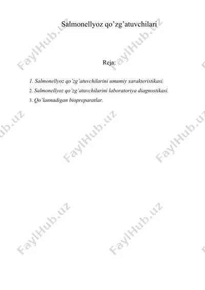 salmonellyoz qo’zg’atuvchilari — DOCX