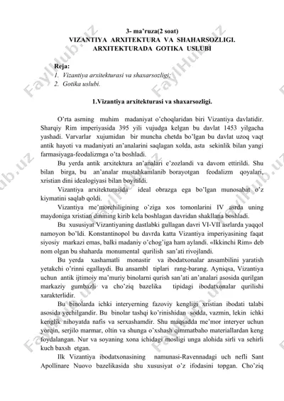 vizantiya arxitekturasi va shaharsozligi — DOC