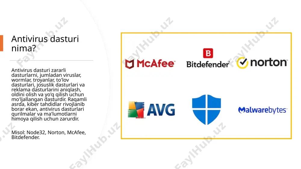 ash uchun tizimni optimallashtirish vositalarini o'z ichiga oladi. masalan, bitdefender nafaqat zararli dasturlardan himoya qiluvchi, balki tizim tezligi va samaradorligini oshiradigan xususiyatlarni ham taklif etadi. bir nechta qurilmalar uchun antivirus bugungi bog'langan dunyoda antivirus dasturlariga bo'lgan ehtiyoj an'anaviy shaxsiy kompyuterlar va noutbuklardan tashqariga chiqadi. smartfonlar, planshetlar va iot (internet of things) qurilmalaridan foydalanishning ortishi bilan kiber tahdidlar turli platformalarda keng tarqalmoqda. o'zaro platformalar himoyasini taklif qiluvchi keng qamrovli antivirus echimlari mavjud. masalan, mcafee bir nechta qurilmalar, jumladan smartfonlar uchun antivirus himoyasini ta'minlaydi, bu esa foydalanuvchilarning qaysi qurilmadan foydalanishidan qat'i nazar xavfsiz bo'lishini ta'minlaydi. bepul va pullik antivirus dasturi foydalanuvchilar ko'pincha bepul va pullik antivirus echimlari o'rtasida tanlovga duch kelishadi. bepul versiyalar odatda oddiy foydalanuvchilar uchun etarli bo'lishi mumkin bo'lgan asosiy himoyani taklif qiladi. biroq, pullik antivirus dasturlari vpn, ota-ona nazorati va xavfsiz bank vositalari kabi qo'shimchalarni o'z ichiga olgan yanada mustahkam, to'liq xususiyatli himoyani ta'minlaydi. masalan, avast bepul va premium …