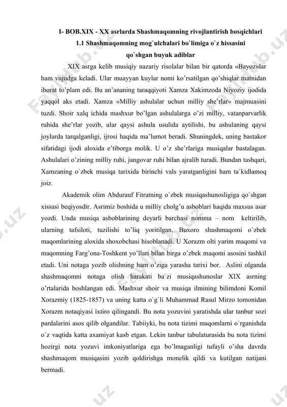 lari xx asr arafasida xarbiy kapelmeysterlar a.eyxgorn va a.leysek tomonidan notaga ko’chirilgani haqida ma’lumotlar bor. lekin nisbatan to’la nusxasining ilk bor notaga ko’chirilishida abdurauf fitrat tashabbuskor va tashkilotchi sifatida aloxida jonbozlik ko’rsatgani hammaga ham ma’lum bo’lmasa kerak. fitrat 1921 yili toshkentdan buxoroga qaytgach, maorif va madaniyat ishlari bilan jiddiy shug’ullana boshladi: sadri ziyo, musa saidjonov kabi maslaqdoshlari bilan hamkorliqqa ilmiy jamiyat tuzib, turli fanlarga oid nodir qo’lyozmalarni to’plashga kirishdi. 1922-1923 yillarda buxoro xalq sho’rolar jumxuriyati (bxshj) ning maorif noziri vazifasida ishlagan kezlari bu faoliyati doirasini yanada kengaytirdi. fitrat musiqiy ta`limni va bu sohadagi tadqiqotlarni yo`lga qo`yishni ko`zlab, buxoro shahrining ravg’angaron guzarida ixtisoslashgan musiqa maktabi tashkil etdi. bu maktab «sharq musiqa maktabi» atalib, unda ta’lim jarayoni sharqona ustozu-shogird saboqlari asosida qo’rilgan edi. maktabga o`sha zamonning mapgxur maqomxonlari va maqomdonlari ota jalol nosir o’g’li, ota g`iyos abdug`ani o`g`li, levicha (levi boboxonov), abduraxmon umarov, ma’rufjon toshpo’latov kabi ustoz san’atkorlar jalb etildi. keyinchalik shu …