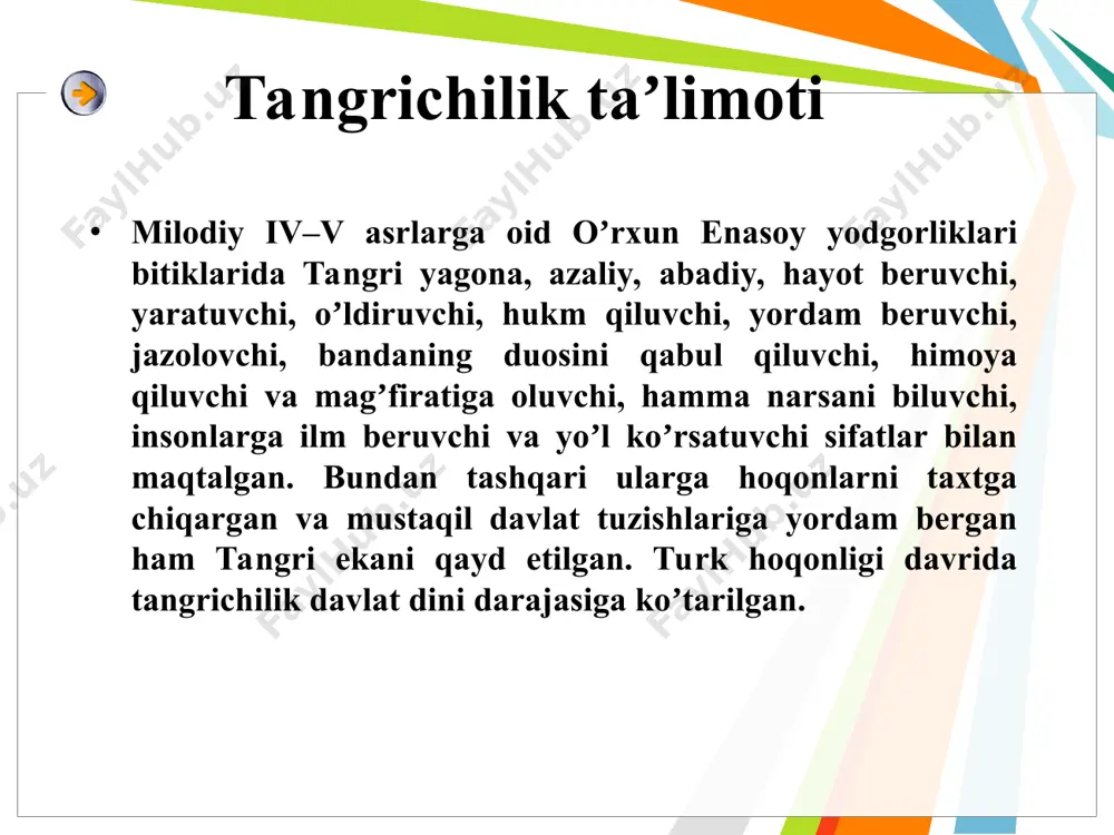 mazkur din izdoshlari soni boʼyicha dunyoda birinchi oʼrinda turib, xristianlik taʼlimotining paydo boʼlishi iso masih shaxsi bilan bogʼliq. falastinning nazaret qishlogʼida bokira qiz maryamdan xudoning amri bilan dunyoga keldi. xristianlik dinining markaziy osiyo hududiga kirib kelishi birinchisi, milodning iii asrlaridan to bugungi kunga qadar xristianlikni targʼib etuvchi missionerlarning targʼibotchilik harakati ikkinchi yoʼl, mintaqaning rossiya imperiyasi tomonidan bosib olinishi va xristian diniga eʼtiqod qiluvchi aholining ushbu mintaqaga koʼplab koʼchib kelishi orqali amalga oshgan. zardushtiylikda imon quyidagilargaasoslanadi: ezgu o’y ezgu so’zezgu amal xristianlik dinining eng yirik yoʼnalislari: katolik pravoslavprotestant