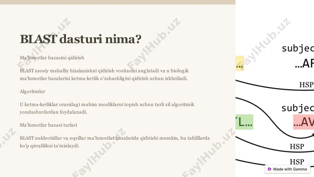 i? buning uchun kompyuterda internetni yoqib aqshning biotexnologik ma’lumotlar milliy markazi (ncbi) saytiga kiramiz. u yerdan blast bo’limi tanlaymiz. bizda quyidagi oyna ochiladi. biz nukleotidlar ketma-ketligini tekshirmoqchi bo’lganimiz uchun chap tomonda turgan nucleotide blast tugmasini bosamiz. kompyuter ekranida quyidagi oyna ochiladi. blast uchun kirish ma'lumotlarini tayyorlash ma'lumotlarni formatlash kirish ketma-ketligi blast talablariga muvofiq to'g'ri formatlanishi kerak, bu esa aniq taqqoslashni ta'minlaydi. ketma-ket tanlash taqqoslash uchun tegishli biologik ketma-ketlikni tanlash mazmunli natijalarga erishish uchun juda muhimdir. 6 nukleotidlarimizni birinchi yuqoridagi qizil ko’rsatgichda ko’rsatilgan joyga ko’chirib olib qo’yamiz (ctrl+c va ctrl+v). shundan so’ng ikkinchi ko’rsatkich ko’rsatayotgan joy belgilanganligini tekshiramiz. bu nuqta siz yuklagan nukleotidlarni qaysi ma’lumotlar ba’zasi bilan solishtirish kerakligini aniqlashtirish uchun kerak. u yerda ayni vaqtda human genomic + transcript – odam genomi va mouse genomic + transcript – sichqon genomi ma’lumotlar bazasi ko’rsatilmoqda. biz others – boshqalar degan bo’limini tanladik. oxirgi ko’rsatkich highly similar sequences – ‘juda ham o’xshash ketma-ketlik’ …