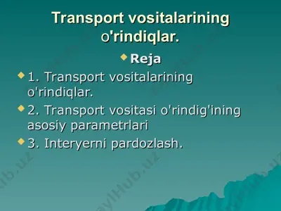 transport vositalarining o'rindiqlar — PPT