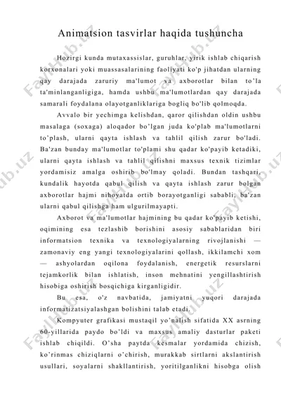 animatsion tasvirlar haqida tushuncha — DOC