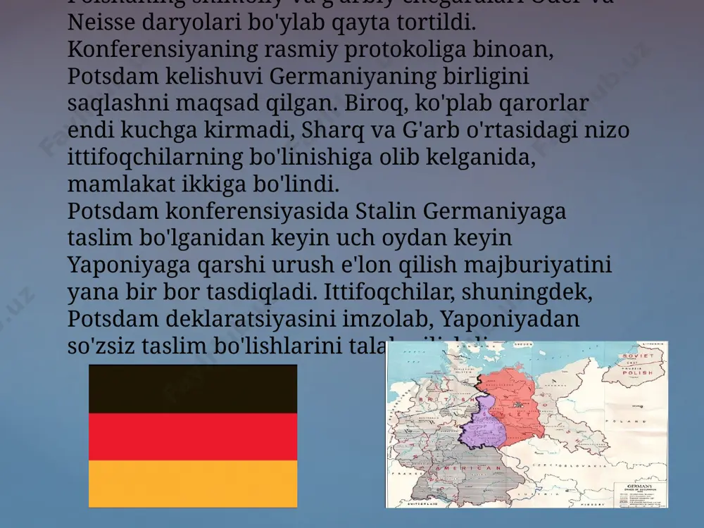 gliz, fransuz, rus va ispan tillaridir. keyinchalik bu ro’yxatga arab tili ham kiritilgan. rasmiy uchrashuvlarda vakillar yuqoridagi 6 ta tilning xohlagan birida gapirishlari mumkin va uning nutqi sinxron tarzda qolgan 5ta rasmiy tillarga tarjima qilinadi. lekin bmtda asosiy ish ikki – ingliz va fransuz tillarida olib boriladi, bular ishchi tillar hisoblanadi. bmtning maxsus tillari e’tiboringiz uchun rahmat! image2.jpeg image3.jpeg image4.jpeg image5.jpeg image6.jpeg image7.jpeg image8.jpeg image9.jpeg image10.jpeg image11.jpeg image12.jpeg image13.jpeg image14.jpeg image15.jpeg image16.jpeg image17.jpeg image18.jpeg image19.jpeg image20.jpeg image21.jpeg image22.jpeg image23.jpeg image24.jpeg image25.jpeg image26.jpeg image27.jpeg image28.jpeg image29.jpeg /docprops/thumbnail.jpeg