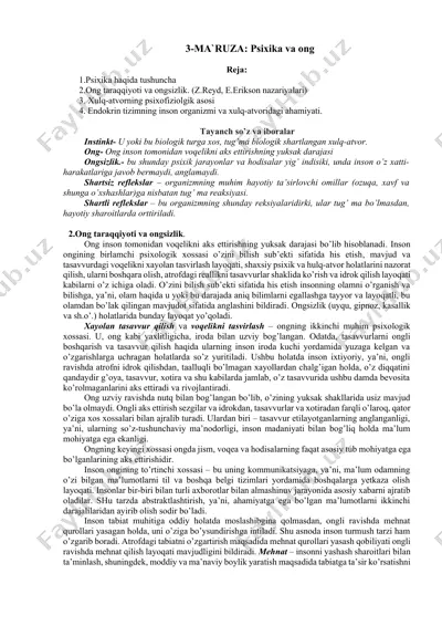 psixika va ong — DOCX