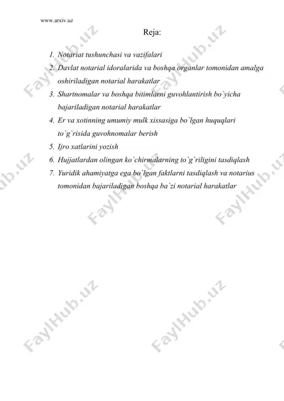 o`zbekiston respublikasida notarial harakatlar — DOC