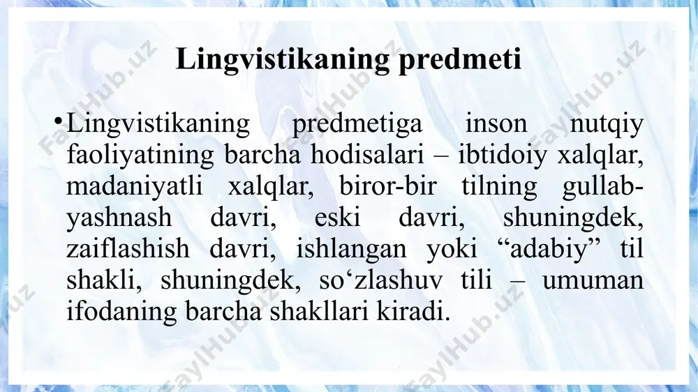 struktura – sintaktik struktura orqali ifodalanadi. demak reyatsion struktura gapning ichki tuzilishini tashkil etadi gapda ifodalangan axborot strukturasini ma’lum munosabat bilan bog‘langan predmet sistemasi sifatida belgilash hozirgi tilshunoslikning yetakchi tendensiyasidir. bunga ko‘ra gapning relyativ strukturasi (propozitsiyasi) predmet va uning predikativ belgisidan iborat bo‘lgan sistema sifatida (shahar – katta; uy – baland) va ma’lum munosabat bilan bog‘langan predmetlarni o‘z ichiga olgan sistema sifatida tasavvur qilinadi. masalan, o‘quvchilar daraxtlarni oqladilar gapining relyativ strukturasi shu ikkki predmet va ular o‘rtasidagi munosabatdan iborat. birinchi predmet – o‘quvchilar, ikkinchi predmet – daraxtlarni, ular o‘rtasidagi munosabat esa oqladilar orqali ifodalangan. aziz asrimizning aziz onlari aziz odamlardan so‘raydi qadrin gapining mazmuni o’zaro so’raydi so‘zi orqali munosabatga kirishgan uch predmet (aziz asrimizning aziz onlari+aziz odamlardan+qadrin)ni o’z ichiga oluvchi sistemadan iborat image1.jpg image2.png image3.jpeg image4.png image5.png image6.jpeg /docprops/thumbnail.jpeg