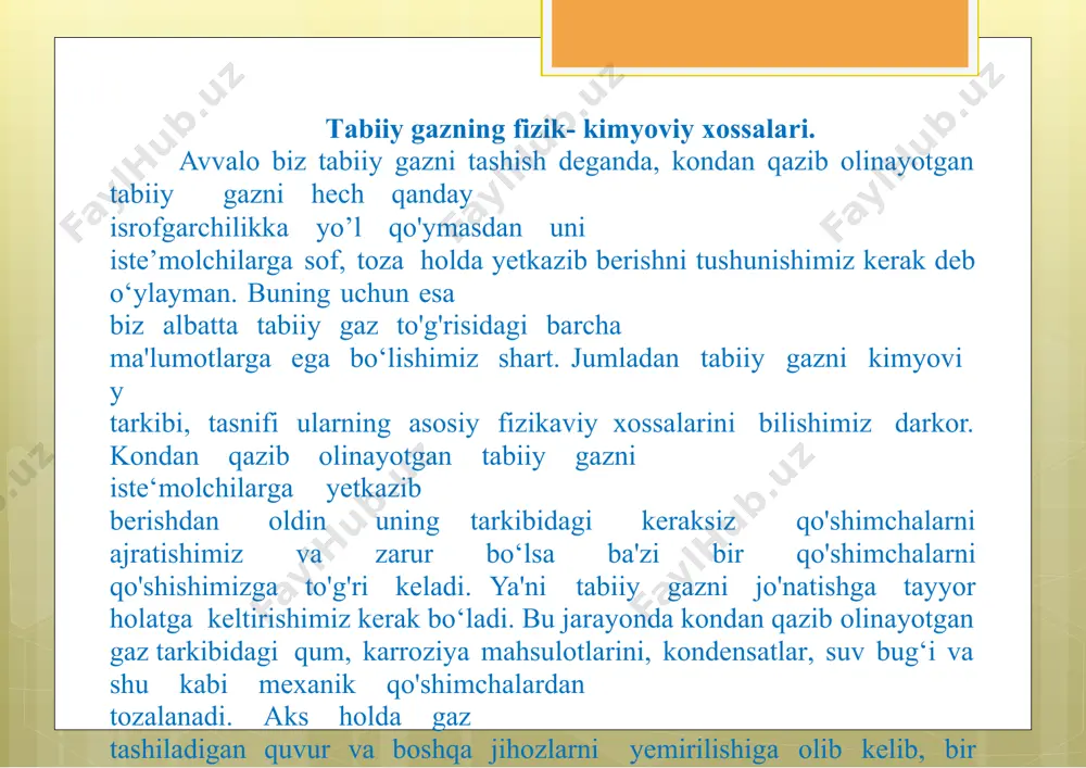 ndantashqariserouglerod(cs2), serookisuglerod(cos),merkaptanlarrhsbo‘ladi.tabiiygazdan ajratibolingansuyuqkomponentlartarkibidasulfidrsr,disulfid rssrbo‘ladi.oltingugurtlibirikmalarzaharlimoddalarqazib olishda,transportirovkaqilishdavagazniqaytaishlashni qiyinlashtiradi. tabiiy gaz tarkibidagi vodorod sulfid, nordongazlarniaminlar bilan tozalash. aminlarmarkazdagiazotatominialkilradikallarbilanjoylashish darajasigaqarabbirlamchimonoetanolamin,diglikolamin;ikkilamchi –dietanolaminmetildietanolaminvauchlamchilargabo‘linadi.aminlar 3tipdagifunksional guruhga ega. buguruhlarni aminlargata’siri quyidagichatavsiflanadi. 1. metil guruhlarni sonini ortishi. aminlarning uglevodorodlarda eruvchanliginiorttiradiva suvdagi eruvchanliginipasaytiradi. 2.oksi-guruhlar–eritmaustidagiaminlarnito‘yinganparlarini bosimini pasaytiradi.ularningmolekuladagisoniniortishiaminlarning suvdaerishini ko‘paytiradi vauglevodorodlardagi erishini pasaytiradi. 3.amino-guruhlar–ularnisuvlieritmalariga ishqoriymuhit beradi, uglevodorodlarni aminlardaerishiga ta’sirko‘rsatmaydi. rh2+ h2s ↔(rnh3)2s (1) (rnh3)2s +h2s↔2rnh2hs (2) 2rnh2+co2↔ (rnh3)2co3 (3) (rnh3)2co3+ co2+h2o ↔ 2rnh3hco3 (4) 2rnh2+co2↔2rnhcoonh3r (5) r-ho-ch2-ch2 (6) texnologikhisob. moddiybalans. qurilmagaberilayotgangazningmiqdori2,8mlrd/m³yiliga760mm. simob ustuni 20°sdarajada. qurilmaning ishchi kuchini340kun gazning8 soatdagi sarfinianiqlaymiz: vgaz=ଶ଼ଵ଼଺ ଼଴଴଴ = 35,23m3/s gaztarkibidagikomponentlar h₂s=4.219% umumiy co₂=4.27% ch₄=89.14% c₂h₆=1.4% c3h8=0.26% c4h10=0.11% c₅h₁₂=0.33% umumiy moddiy-balans-gaz-uchun-sarf h₂s=8538.9h₂s=2561.3 co₂=10509.0co₂=3152.7 c₁=79779.8 c₁=79778.9 c₂=2349 c₃=639.8 c₄=356.9 c₅=1328.7 jami∶103502 jami:90168.4 absorberningissiqlikbalansi absorberning issiqlik balansi to’yingan eritmaningchiqish haroratini aniqlashmaqsadidaaniqlanadi. qkirish=qsarf qc+qp+qabc=qor+qrp+qp qc=vc·cc·tc qp=l·p·cp·tp qot=vh₂s·381+vco₂·516 qor=vor·cor·tor qn=0.03 qkirish qnp=lh·ch·th absorberning texnologik hisobi. dastlabki ma’
