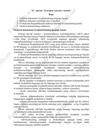 elektron hukumat tizimi — DOCX