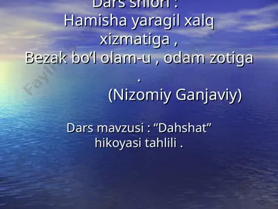 dahshat hioyasi tahlil dars ishlanma — PPT