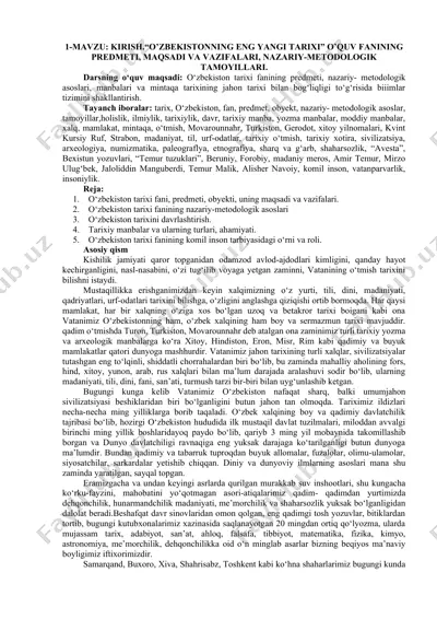o‘zbekiston tarixi — DOCX