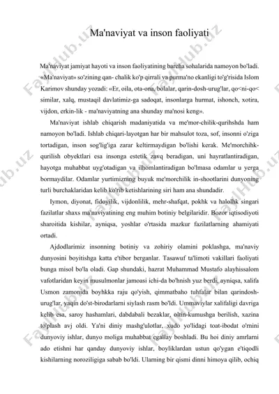 ma'naviyat va inson faoliyati — DOCX
