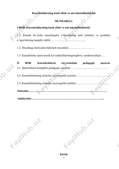kurashchilarning kuch sifati va uni takomillashtirish — DOCX