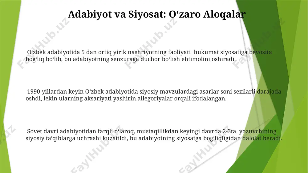 iyofalar” toʻplamida 5 dan ortiq muallifning 10 dan ziyod qisqa hikoyalari zamonaviy oʻzbekiston ayolining turli ijtimoiy rollarini aks ettiradi. toʻplamda feminist nazariyalar kontekstida tahlil qilish mumkin boʻlgan 3 ga yaqin hikoya, gender tengsizligi va ayolning oʻz-oʻzini anglashi mavzusini koʻtaradi. asarlarning 70% dan ortigʻi shahar muhitida yashagan ayollarning ichki dunyosi va murakkab munosabatlarini tasvirlaydi, psixologik realizm uslubidan foydalaniladi. shahar va qishloq hayoti tasviri shahar muhiti tasvirlangan 7 ta asarda, zamonaviylashuv va industrializatsiya jarayonlarining inson psixologiyasiga ta'siri, shaxsiy dramalar va ichki ziddiyatlar aks etadi. shahar va qishloq hayotining taqqoslanishi 20-asrning ikkinchi yarmidagi 3-4 ta hikoyada aniq ko'rsatilgan, ijtimoiy farqlarni va qarama-qarshiliklarni aks ettiradi. qishloq hayoti tasvirida an'anaviy turmush tarzining asta-sekin o'zgarishi, 50-yillardan keyingi kollektivlashtirishning ta'siri 10 dan ortiq hikoyada kuzatiladi. fantastika va falsafa elementlari oʻquvchilarning 70%i hikoyalardagi eksperimental til va noan'anaviy syujet tuzilmalari bilan birga koʻtarilgan falsafiy muammolarni qiziqarli deb topgan. zamonaviy oʻzbek qisqa hikoyalarida fantastika va falsafa elementlarining 20 dan ortiq …