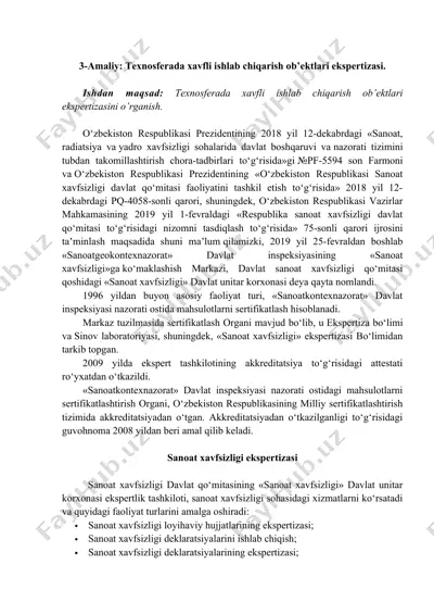 texnosferada xavfli ishlab chiqarish ob’ektlari ekspertizasi — DOCX