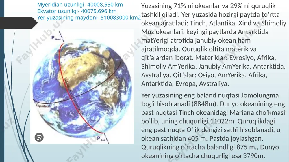 yuzida kun va tun almashinadi (17-rasm). yer sharining o‘z o‘qi atrofi da aylanishidan kun va tun almashinadi. fasllarning almashinishi﻿ yer sayyorasi quyosh atrofini bir marta aylanib ﻿ chiqishi uchun 365 sutka va 6 soat vaqt ketadi. ﻿ yer sharining quyosh atrofi da bir marta aylanib chiqishi uchun ketadigan vaqt yil deb ﻿ ataladi.﻿ bir yil 365 sutka va 6 soat bo‘lgani uchun ketmaket uch yil 365 sutkadan deb, to‘rtinchi yilni esa 366 ﻿ sutka deb olinadi. masalan, 2021, 2022, 2023-yillar 365 sutkadan bo‘lsa, 2024-yil 366 sutkadan iborat. ﻿ 365 sutkali yilda fevral oyi 28 kundan, 366 sutkali ﻿ yilda esa fevral 29 kundan iborat bo‘ladi va kabisa ﻿ yili deyiladi.﻿ yer shari quyosh atrofi da bir tomonga og‘gan holda aylanadi. quyida 18-rasmdagi 4 ta holatni ko‘rib ﻿ chiqamiz.﻿ 1-holat. quyosh nurlari yer ekvatorining pastki qismini ko‘proq yoritadi. bu qish fasliga to‘g‘ri keladi. ﻿ quyosh nurlari yer shari ning ekvatoridan yuqori …