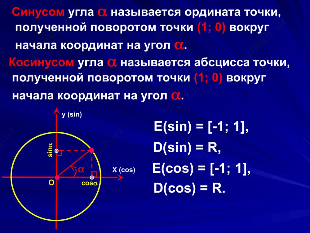 и определяется, используя тригонометрическую окружность.  2 3 2  2 3 2 формулы приведения sin(+) = - sin, x (cos) y (sin)  o а м  +  в n cos(+) = - cos, tg(+) = tg, ctg(+) = ctg; 1 формулы приведения sin( - ) = sin, x (cos) y (sin)  o а м - в n cos( - ) = - cos, tg( - ) = - tg, ctg( - ) = - ctg; 1 формулы приведения sin(2+) = sin, x (cos) y (sin)  o а м 2 +  cos(2+) = cos, tg(2+) = tg, ctg(2+) = ctg; sin(2k+) = sin, kz, cos(2k+) = cos, kz, tg(2k+) = tg, kz, ctg(2k+) = ctg, kz; 1 формулы приведения sin(2 - ) = - sin, x (cos) y (sin)  o а м 2 -  в cos(2 - ) = cos, tg(2 - ) …