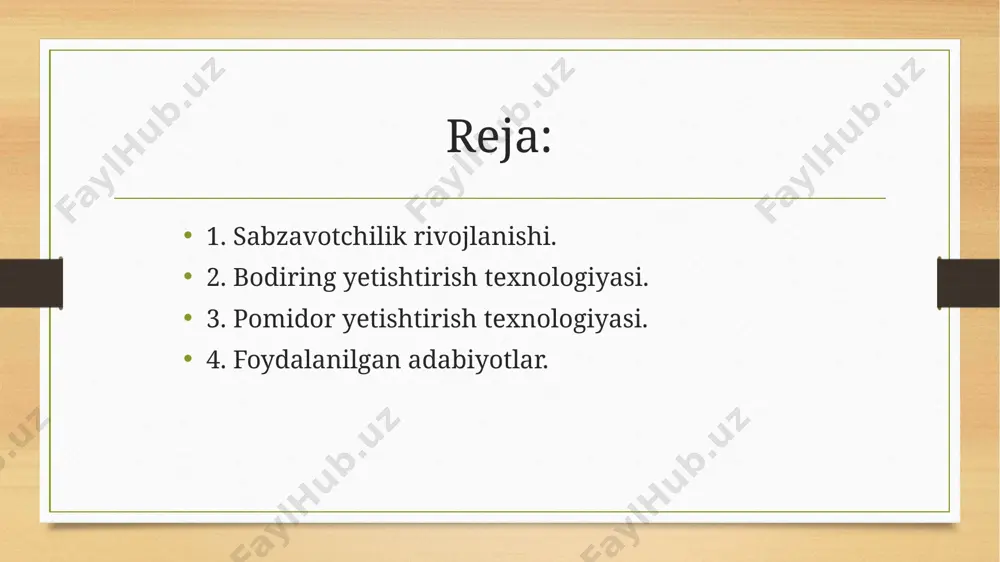 sabzavot ekinlari maydoni 25,3 ming ga, yalpi hosili 315,2 ming t., hosildorligi 125 s/ga ni tashkil etdi. 1960-yilda oʻrta osiyo sabzavotchilik tajriba stansiyasi negizida oʻzbekiston sabzavot, poliz ekinlari va kartoshkachilik ilmiy tadqiqot instituti ish boshladi. sabzavotchilikga yuqori sifatli mahsulot beradigan, hosildor, kasalliklar va zararkunandalarga chidamli, turli muddatlarda pishadigan sabzavot ekinlarining yangi navlari joriy etildi. sabzavot ekinlari urugʻchiligi va urugʻshunosligi yoʻlga qoʻyildi. 1980-yil ga kelib oʻzbekistonda sabzavot ekinlari maydoni 104,3 ming ga, yalpi hosili 2459,1 ming t., hosildorligi 221 s/ga ni tashkil etdi. 21-asr boshidan oʻzbekistonda aholi jon boshiga yillik sabzavotlar isteʼmolining fiziologik normalarini (jami 113,3 kg; shundan karam 2,1, pomidor 25,6, bodring 5,5, piyoz va sarimsoq 18,3, sabzi 18,3, lavlagi 5,5, boshqa sabzavotlar 20,0 kg) taʼminlash maqsadida s. jadal rivojlantirilmoqda. yirik shaharlar va sanoat markazlari atroflaridagi tumanlar, asosan, s. bilan shugʻullanadi. shirkat, dexdon va fermer xoʻjaliklarida ochiq dalada polietilen plyonkalar ostida ertagi sabzavotlarni yetishtirish yoʻlga qoʻyilgan. respublikaning jan. viloyatlarida ertagi …