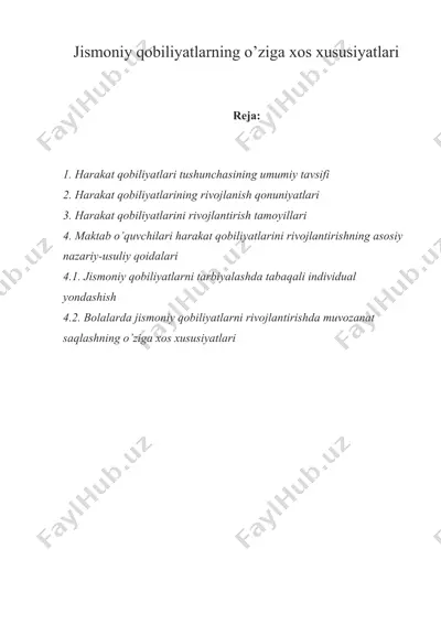 jismoniy qobiliyatlarning o’ziga xos xususiyatlari — DOCX