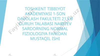 qonning fiziko-kimyoviy xossalari — PPTX