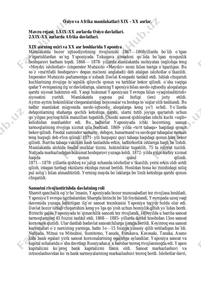 xix - xx asrlarda osiyo va afrika mamlakatlari — PDF