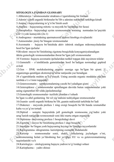 sitologiya fanidan glossary — DOCX