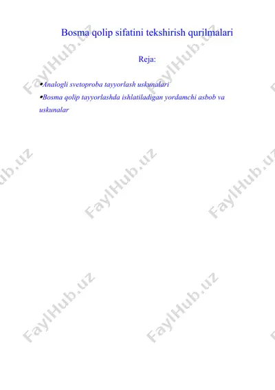 bosma qolip sifatini tekshirish qurilmalari — DOCX