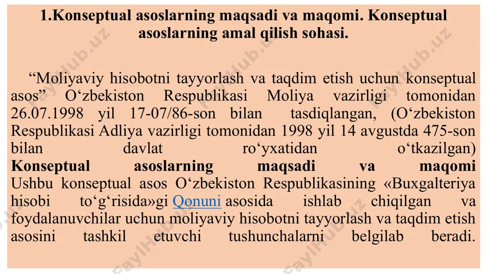 bog‘liq xatarlar munosabati bilan. aksiyadorlar ham xо‘jalik subyektining dividendlarni tо‘lash qobiliyatini baholashga imkon beradigan va aksiyalarni sotib olish, saqlash yoki sotish kerakligini aniqlashga yordam beradigan axborotdan manfaatdordirlar; kreditlari va foizlari о‘z vaqtida tо‘lanishini aniqlashga imkon beradigan axborotdan manfaatdor kreditorlarda; summalari о‘z vaqtida tо‘lanishini aniqlashga imkon beradigan axborotdan manfaatdor bо‘lgan mahsulot yetkazib beruvchilar va boshqa savdo kreditorlarida; xо‘jalik yurituvchi subyektning uzluksiz faoliyati tо‘g‘risidagi axborotdan manfaatdor bо‘lgan xaridorlarda, ayniqsa ular uzoq muddatli bitimga ega bо‘lsalar yoki mazkur xо‘jalik yurituvchi subyektga bog‘liq bо‘lsalar; xо‘jalik yurituvchi subyektlarning faoliyati barqarorligi va rentabelligi tо‘g‘risidagi axborotdan manfaatdor bо‘lgan xodimlarda. ular ham xо‘jalik yurituvchi subyektning о‘z ish haqlarini, pensiyalarini va keyinchalik ham yollash bо‘yicha ishlash imkoniyatlarini ta’minlash qobiliyatiga baho berish imkonini yaratadigan axborotdan manfaatdordirlar; resurslarning taqsimlanishi va binobarin, subyektlarning faoliyati tо‘g‘risidagi axborotdan manfaatdor bо‘lgan davlat boshqaruvi organlarida. ularga ham xо‘jalik yurituvchi subyektning faoliyatini tartibga solib turish, soliqqa tortish siyosatini belgilash uchun va milliy daromadni hamda boshqa statistik ma’lumotlarni …