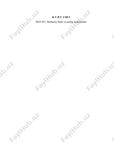 markaziy bank va uning funksiyalari — DOCX