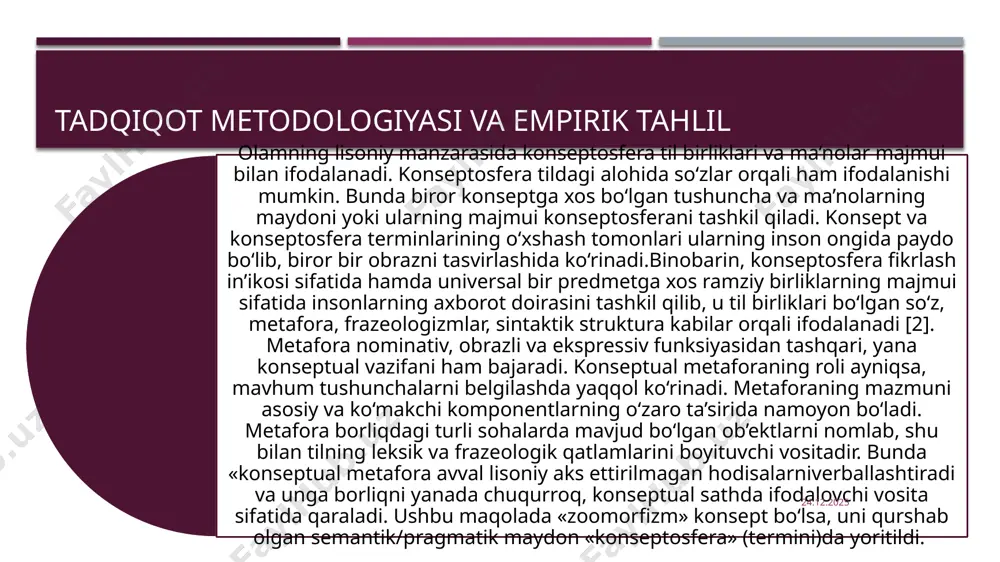 qismi bo'lib, insoniyatning ijtimoiy tarixidagi eng muhim yutuqlardan biri sanaladi. lekin boshqa tomondan tilning materiyasida insonning biologik tabiati namoyon bo'ladi. bu o'rinda ko'p narsa nutqiy faoliyatning fiziologik va psixofiziologik imkoniyatlari bilan aniqlangan. masalan, dunyoning barcha tillarida unli va undoshlar hamda ko'plab tovushlar almashinuvi zanjirining mavjudligi madaniyat bilan emas, tabiat bilan bog'liqdir. binobarin, inson faqat unlilar yoki undoshlarning o'zi bilan nutq hosil qila olmaydi. tabiat til strukturasining teran xususiyatlarini hamda matnni hosil qilish va uni qabul qilish qonuniyatlarini aniqlaydi. madaniyat esa tilning mazmun jihatini aniqlaydi insonning nutqiy faoliyati tug'mami yoki keyin shakllanganmi? degan savol haligacha munozarali bo'lib qolmoqda. 08.10.2023 “til va madaniyat” masalasi ko'p qirrali bo'lib, unga madaniyat tarixchisi, tilshunos, faylasuf, psixolog, etnograf va adabiyotshunos turlicha yondashadi. biroq masalaning tilshunoslikka oid tomoni ikki jihatlidir, chunki til va madaniyat o'zaro munosabatda bo'ladi. shunga ko'ra, ikkita savol tug'iladi: 1) turli madaniy jarayonlar tilga qanday ta‟sir ko'rsatadi? 2) madaniyatga til qanday ta‟sir qiladi? mashhur …