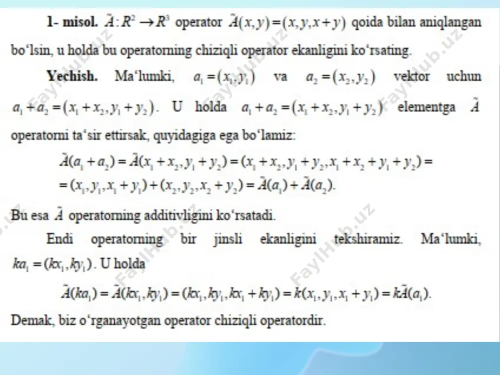 chiziqli operatorlar va ularning xossalari - Page 5