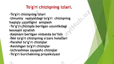 to‘g‘ri chiziqning izlari — PPTX