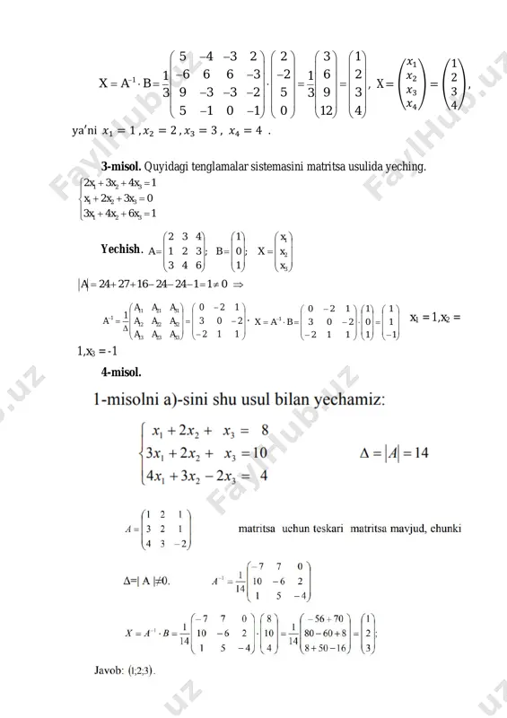 tenglamalar sistemasini matritsa usulida yechish - Page 3