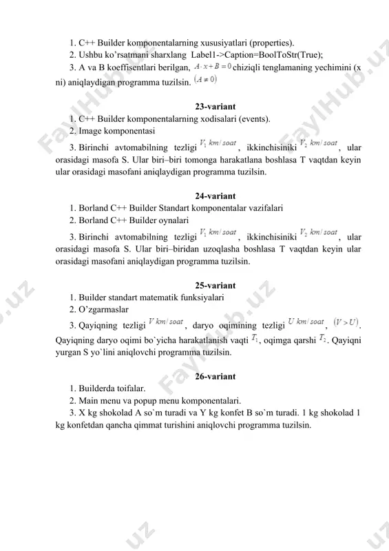 dasturlash fanidan oralig nazorat variantlari - Page 5