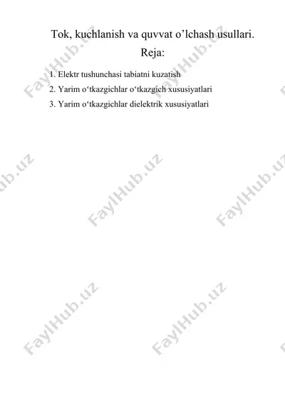 tok, kuchlanish va quvvat o’lchash usullari — DOCX