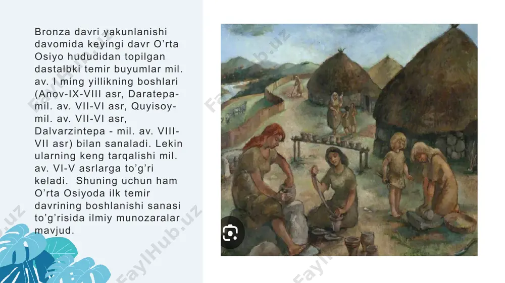 siyob arigʻi bilan chegaralangan. jan. tomondan „eski shahar“ deb atalgan samarqandga qoʻshilib ketgan. afrosiyobda topilgan arxeologik materiallar samarqand miloddan avvalgi 8—5-alarda sugʻdiyonaning markaziy shahri sifatida vujudga kelganligini koʻrsatadi. mil. av. 329 yilda shahar aleksandr maqduniy qoʻshinlari tomonidan vayron etilgan, uning izlari hozirgacha shahar mudofaa inshootlarida yaxshi saqlangan. mil. av. 3 — 1-asrlarda, kushonlar saltanati davrida shahar hayotida yuksalishlar yuz bergan. mil. av. 3-asrda shahar qoʻshaloq mudofaa devori bilan oʻrab olingan. u davrlarning qalin ma-daniy qatlami afrosiyobning shim.da, uning arki aʼlosi joylashgan qismida yaxshi saqlangan. arxeologik materiallar va yozma manbalarda taʼkidlanishicha, bu zamonda samarqand orqali buyuk ipak yoʻli oʻtgan, ichki va tashqi savdo, hunarmandchilik rivoj topgan. ilk oʻrta asrlarda samarqand sugʻdiyonaning bosh shaxri sifatida nufuzli mavqega ega boʻlib, shahar ijtimoiy va iqtisodiy hayotida tub oʻzgarishlar yuz berdi. badavlat dehqon xoʻjaliklari kuchaydi, xuddi shu kezlarda ularning qasrlari joylashgan afrosiyobning shim. qismi mudofaa devori bilan oʻrab olindi. bu holat movarounnaxr va unga qoʻshni …