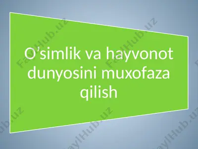 o'simliklar va hayvonot dunyosining ahamiyati — PPTX